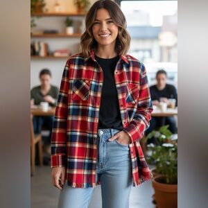 NWT Women's Red and Blue Plaid Flannel Size Small